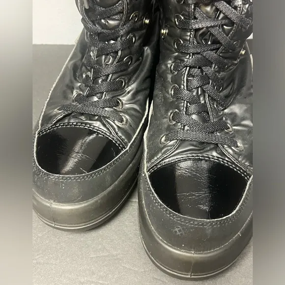 Jog Dog, Made in Italy boots, Size:40,Black/Grey Faux Fur, Pre- Owned,Folds down