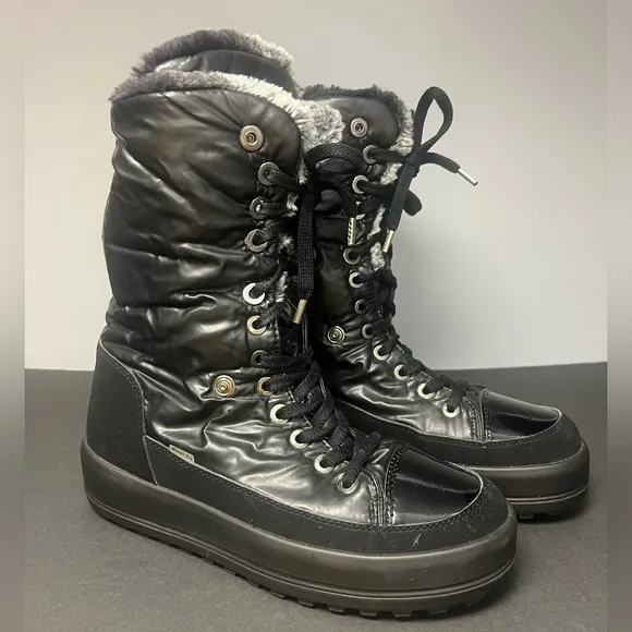 Jog Dog, Made in Italy boots, Size:40,Black/Grey Faux Fur, Pre- Owned,Folds down