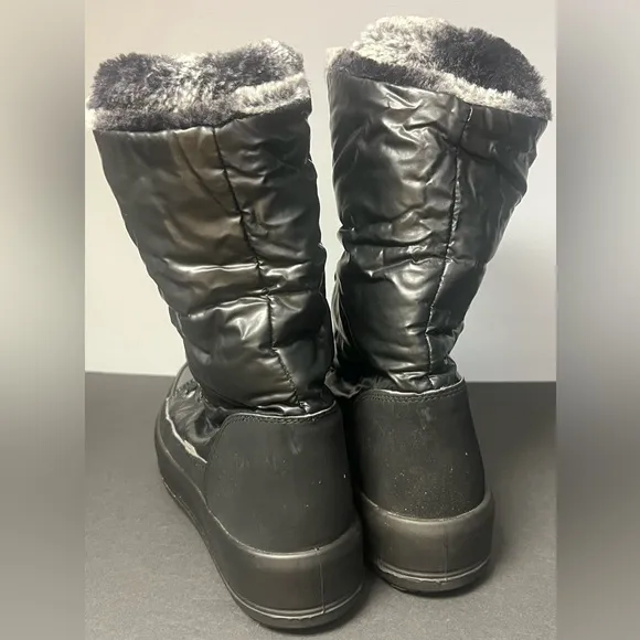 Jog Dog, Made in Italy boots, Size:40,Black/Grey Faux Fur, Pre- Owned,Folds down