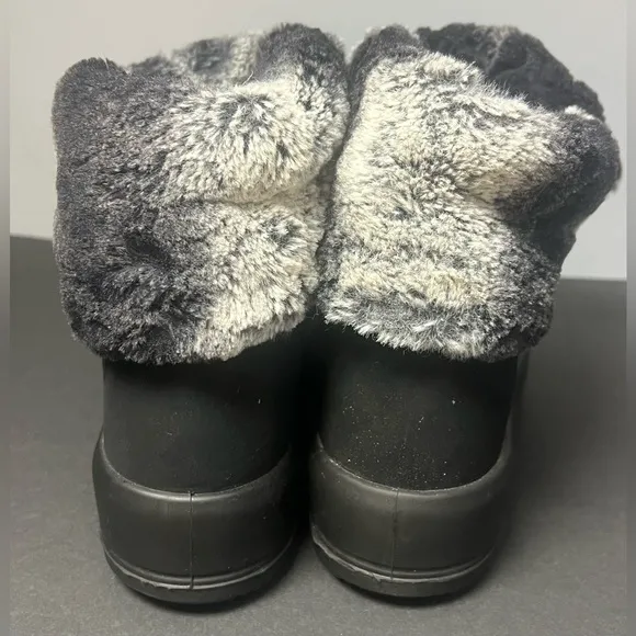Jog Dog, Made in Italy boots, Size:40,Black/Grey Faux Fur, Pre- Owned,Folds down