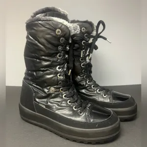 Jog Dog, Made in Italy boots, Size:40,Black/Grey Faux Fur, Pre- Owned,Folds down