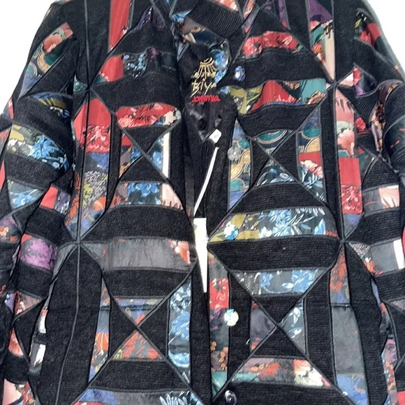 Johnny Was Women’s Biya Diamante Applique Coat size S NWT $900 Patchwork Boho