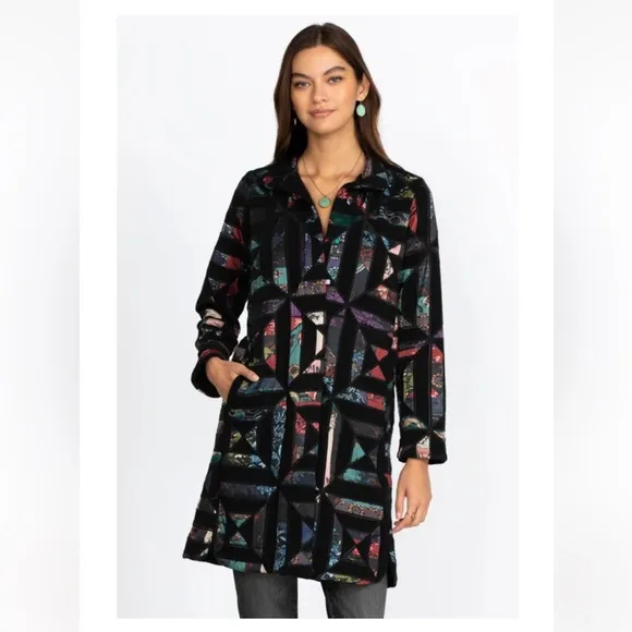 Johnny Was Women’s Biya Diamante Applique Coat size S NWT $900 Patchwork Boho