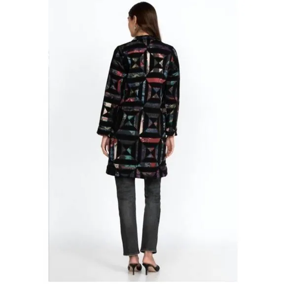 Johnny Was Women’s Biya Diamante Applique Coat size S NWT $900 Patchwork Boho