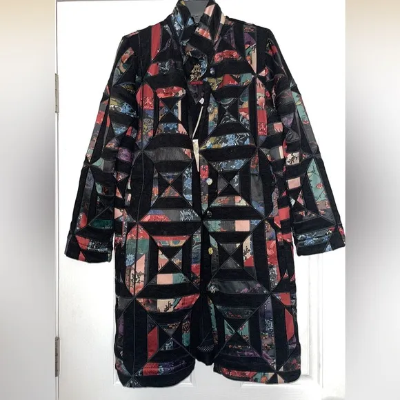 Johnny Was Women’s Biya Diamante Applique Coat size S NWT $900 Patchwork Boho