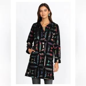 Johnny Was Women’s Biya Diamante Applique Coat size S NWT $900 Patchwork Boho