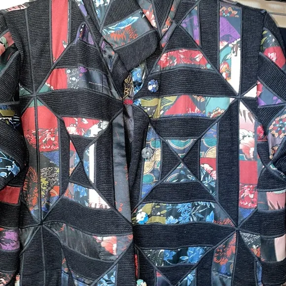Johnny Was Women’s Biya Diamante Applique Coat size S NWT $900 Patchwork Boho