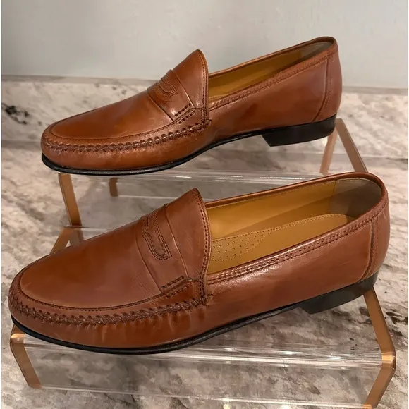 JOHNSON &amp; MURPHY leather Penny Loafers Sz 9.5