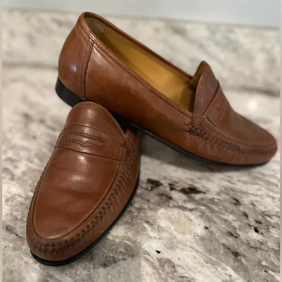 JOHNSON &amp; MURPHY leather Penny Loafers Sz 9.5