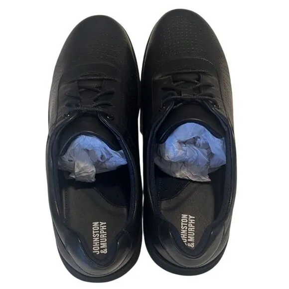 Johnston &amp; Murphy Activate Black Leather Lace Up U Throat Shoes Boys Size 6 NIB