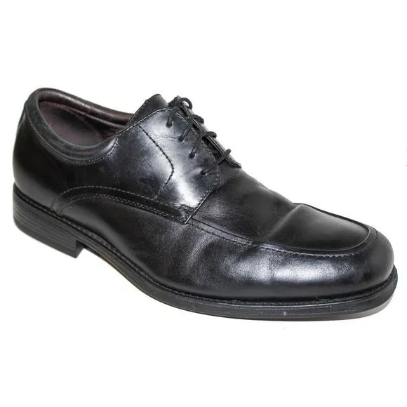 JOHNSTON &amp; MURPHY ATCHISON MOC TOE Black Leather Lace Up Oxfords Mens Shoes 10.5