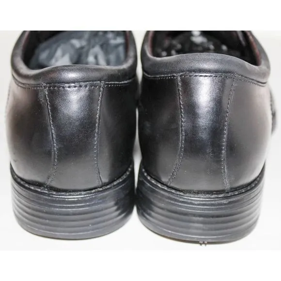 JOHNSTON &amp; MURPHY ATCHISON MOC TOE Black Leather Lace Up Oxfords Mens Shoes 10.5