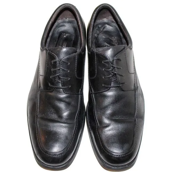 JOHNSTON &amp; MURPHY ATCHISON MOC TOE Black Leather Lace Up Oxfords Mens Shoes 10.5