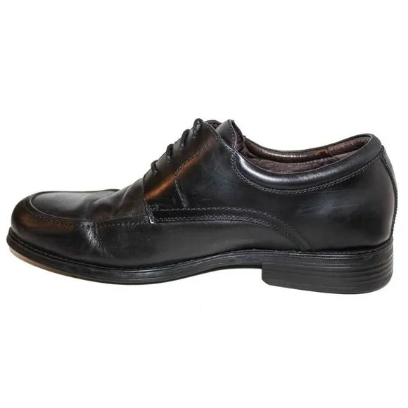JOHNSTON &amp; MURPHY ATCHISON MOC TOE Black Leather Lace Up Oxfords Mens Shoes 10.5