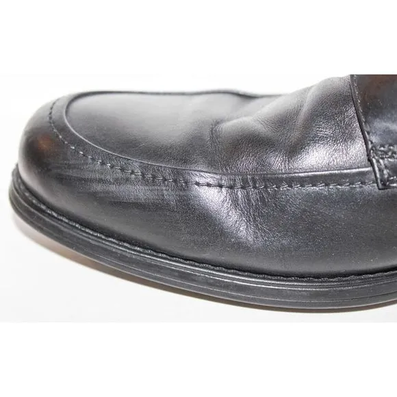 JOHNSTON &amp; MURPHY ATCHISON MOC TOE Black Leather Lace Up Oxfords Mens Shoes 10.5