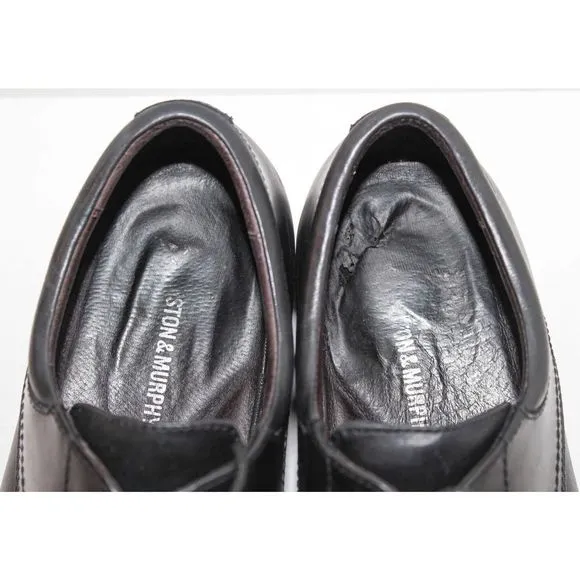 JOHNSTON &amp; MURPHY ATCHISON MOC TOE Black Leather Lace Up Oxfords Mens Shoes 10.5