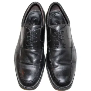 JOHNSTON &amp; MURPHY ATCHISON MOC TOE Black Leather Lace Up Oxfords Mens Shoes 10.5