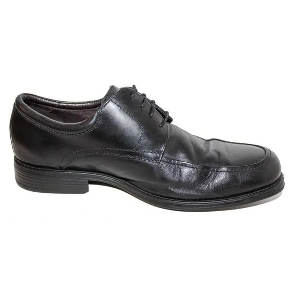 JOHNSTON &amp; MURPHY ATCHISON MOC TOE Black Leather Lace Up Oxfords Mens Shoes 10.5