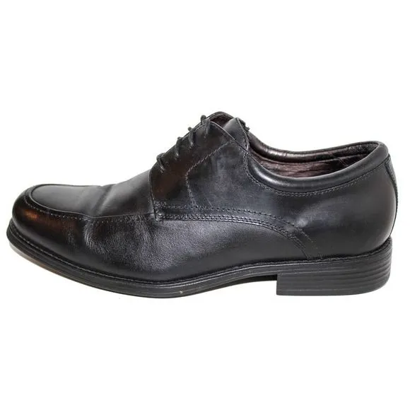 JOHNSTON &amp; MURPHY ATCHISON MOC TOE Black Leather Lace Up Oxfords Mens Shoes 10.5