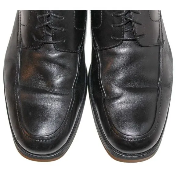 JOHNSTON &amp; MURPHY ATCHISON MOC TOE Black Leather Lace Up Oxfords Mens Shoes 10.5