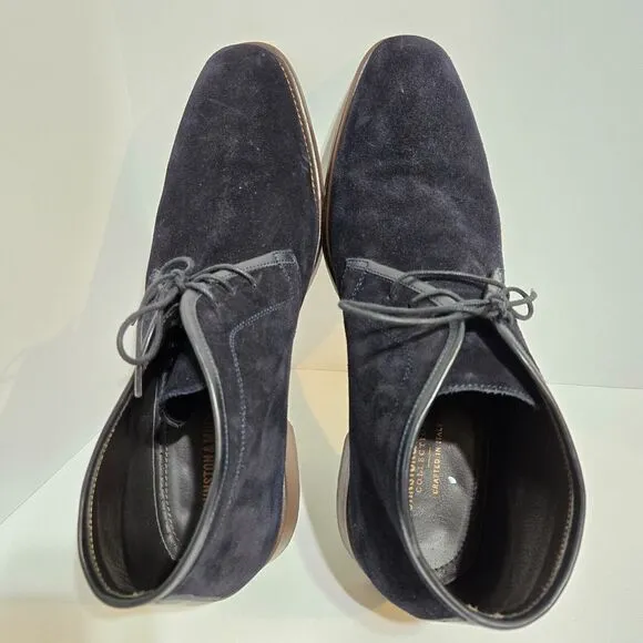 JOHNSTON &amp; MURPHY COLLECTION Mens CHUKKA Boots Size 10.5M Dark Blue Suede Ankle