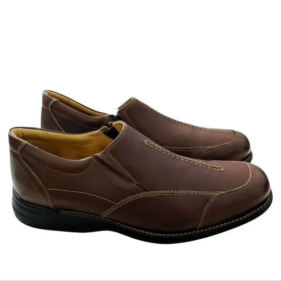 Johnston &amp; Murphy Loafer Mens 14 Brown Sheepskin Leather Slip-on Casual Quiet Lu