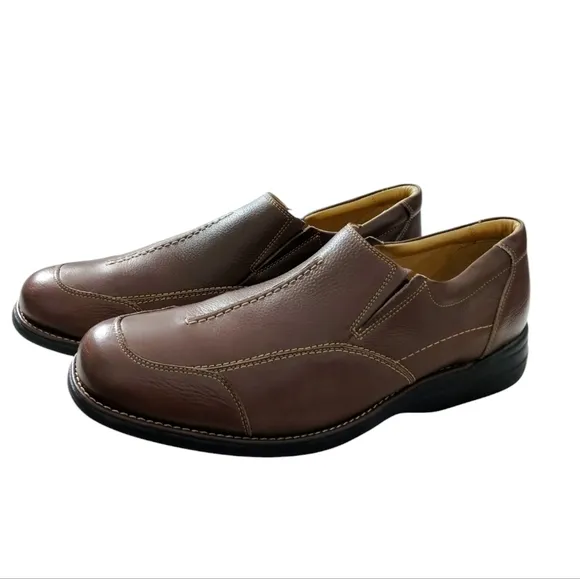 Johnston &amp; Murphy Loafer Mens 14 Brown Sheepskin Leather Slip-on Casual Quiet Lu