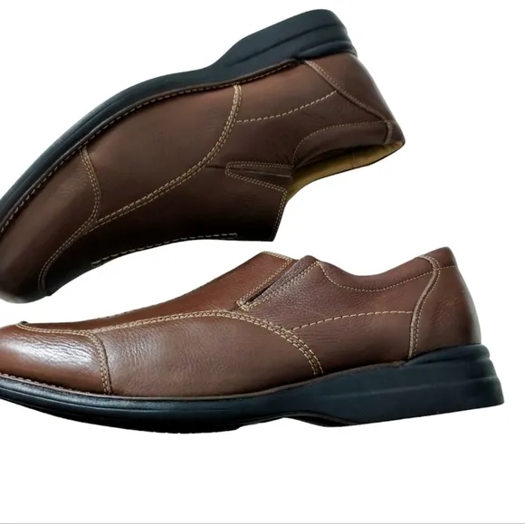 Johnston &amp; Murphy Loafer Mens 14 Brown Sheepskin Leather Slip-on Casual Quiet Lu