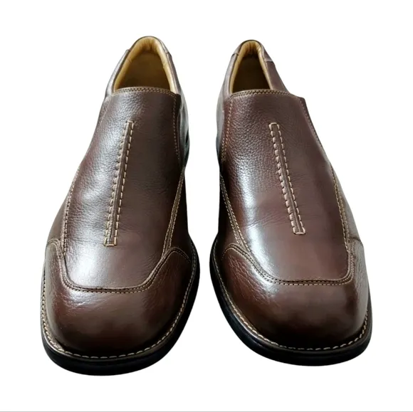 Johnston &amp; Murphy Loafer Mens 14 Brown Sheepskin Leather Slip-on Casual Quiet Lu