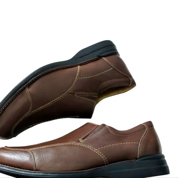 Johnston &amp; Murphy Loafer Mens 14 Brown Sheepskin Leather Slip-on Casual Quiet Lu