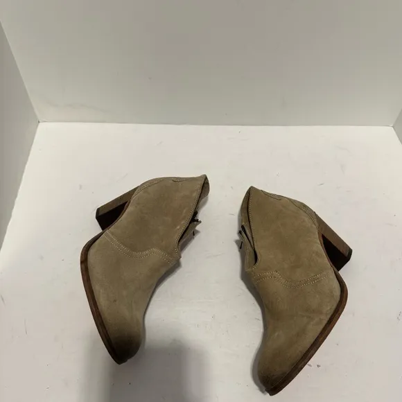 Johnston Murphy Tan Suede Burnished Toe/Heel Ankle Boots Women's Size 8