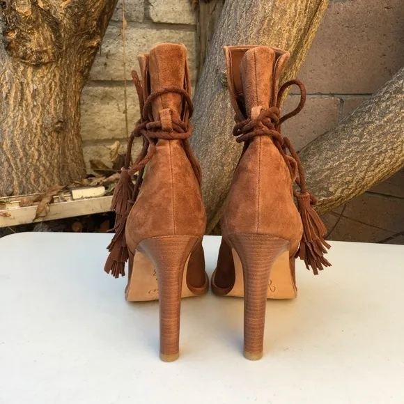 JOIE Chap Suede Boots Tassels Fringe