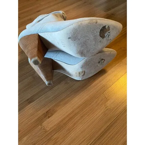 Joie Gabbissy Slouchy Suede Mid-Calf Boots 38 7.5 tan soft booties heels