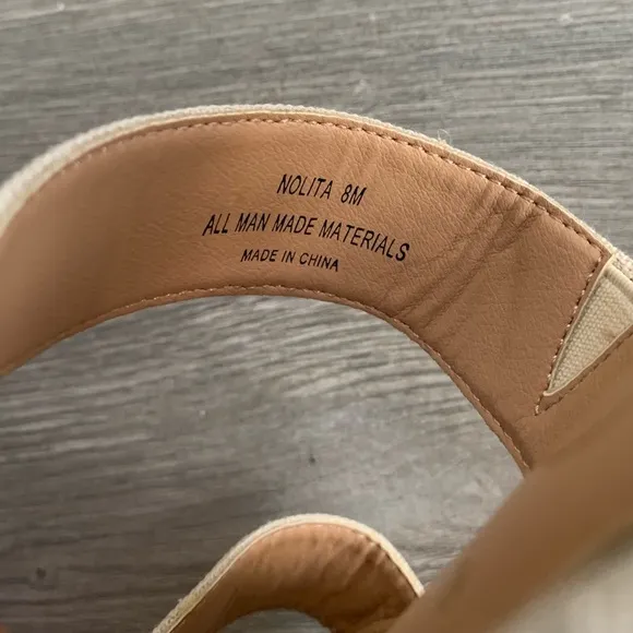 Joie Nolita Women’s Beige Linen Sandals with Block Heel in 8M