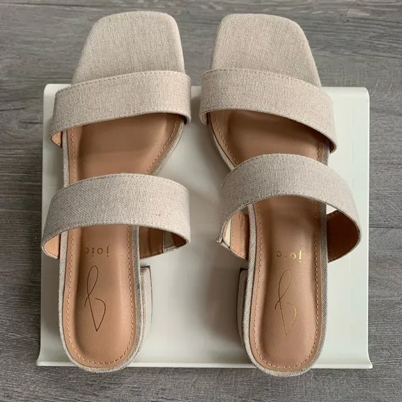 Joie Nolita Women’s Beige Linen Sandals with Block Heel in 8M