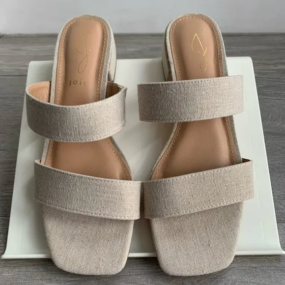 Joie Nolita Women’s Beige Linen Sandals with Block Heel in 8M