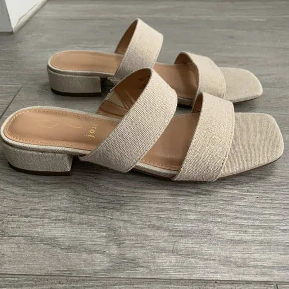 Joie Nolita Women’s Beige Linen Sandals with Block Heel in 8M