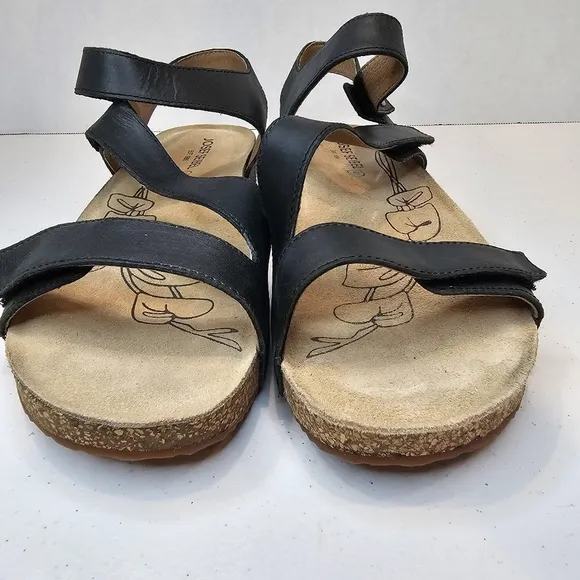 Josef Seibel Black Leather Sandals Women's Size 41 EU