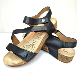 Josef Seibel Black Leather Sandals Women's Size 41 EU