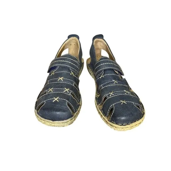 Josef Seibel Blue Leather Fisherman Sandals Size 6 / 37 Comfortable casual