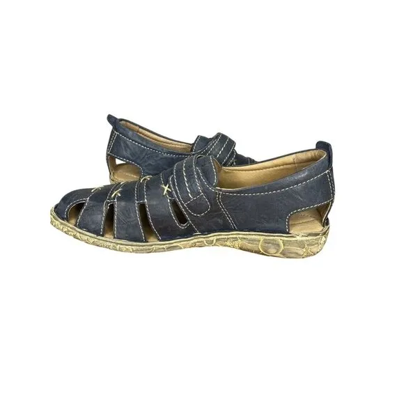 Josef Seibel Blue Leather Fisherman Sandals Size 6 / 37 Comfortable casual
