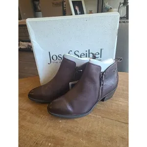 Josef Seibel Daphne Brown Espresso Leather Ankle Boots Womens 41 Waterproof