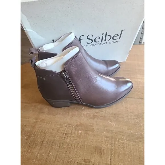 Josef Seibel Daphne Brown Espresso Leather Ankle Boots Womens 41 Waterproof