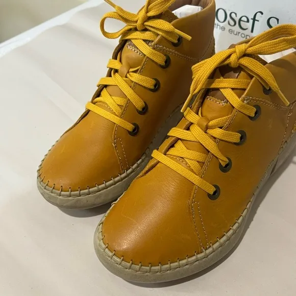 Josef Seibel Ladies Louisa 07 Yellow Leather Ankle Boots EU36 US 5/5.5