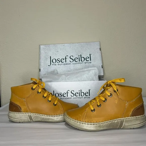 Josef Seibel Ladies Louisa 07 Yellow Leather Ankle Boots EU36 US 5/5.5