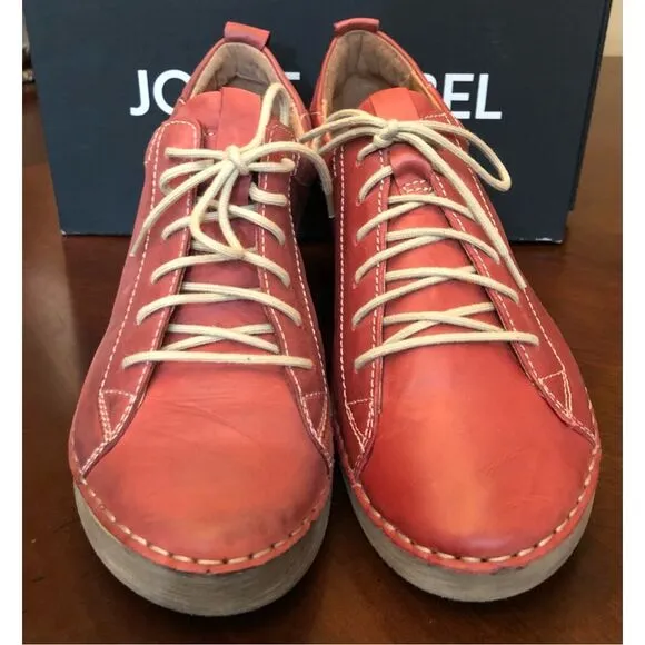 JOSEF SEIBEL - NWTIB -L Sz 6-6.5 (37) &quot;Fergey&quot; Leather Lace-Up Sneakers/Hibiscus