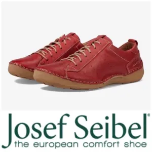 JOSEF SEIBEL - NWTIB -L Sz 6-6.5 (37) &quot;Fergey&quot; Leather Lace-Up Sneakers/Hibiscus