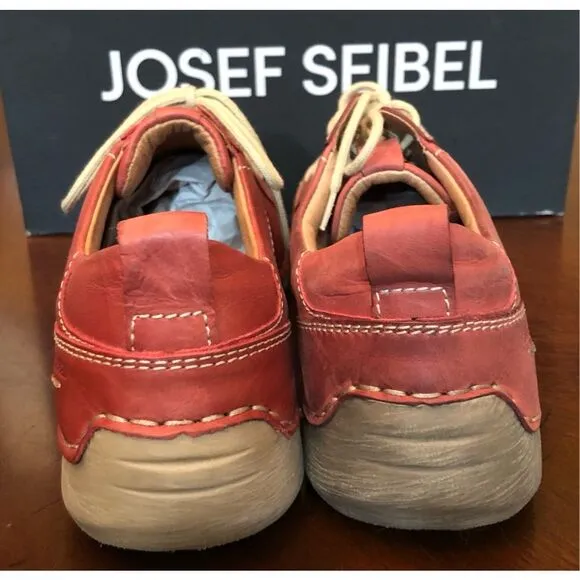 JOSEF SEIBEL - NWTIB -L Sz 6-6.5 (37) &quot;Fergey&quot; Leather Lace-Up Sneakers/Hibiscus