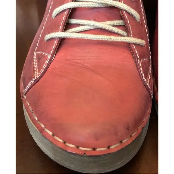 JOSEF SEIBEL - NWTIB -L Sz 6-6.5 (37) &quot;Fergey&quot; Leather Lace-Up Sneakers/Hibiscus