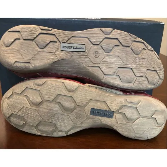 JOSEF SEIBEL - NWTIB -L Sz 6-6.5 (37) &quot;Fergey&quot; Leather Lace-Up Sneakers/Hibiscus